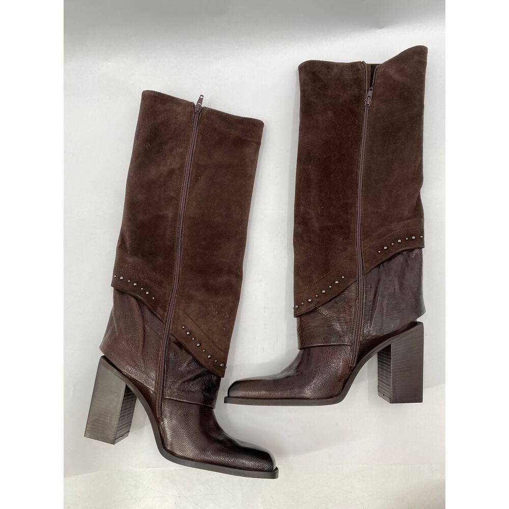 Emanuele Crasto 39 brown leather suede heeled boots - Picture 5 of 9